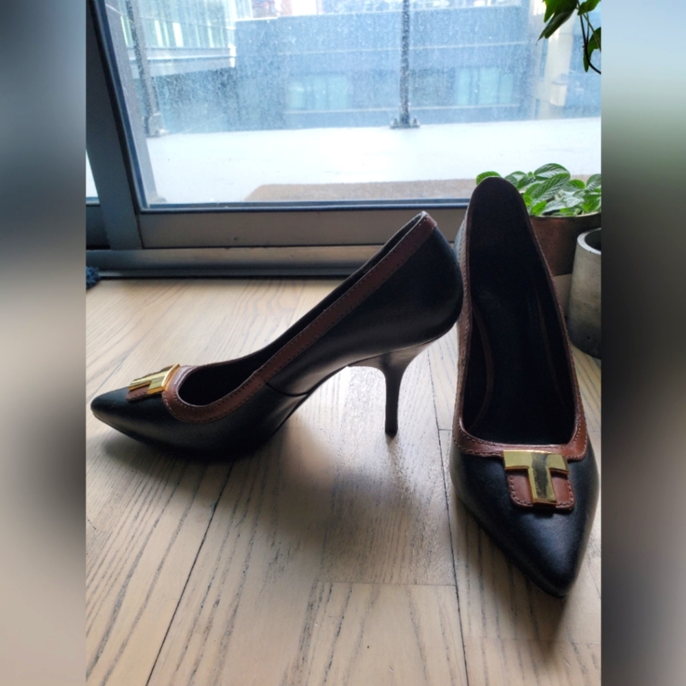 Vintage Tory Burch Black Heels with Gold T